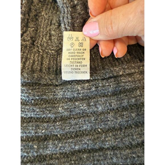 Fisherman Out of Ireland Crossover Wrap Charcoal Wool Cashmere Buttons Small - Picture 7 of 10